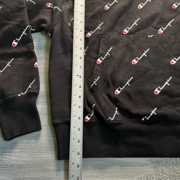 Champion Black Hoodie with Logo Pattern - Picture 3 of 6